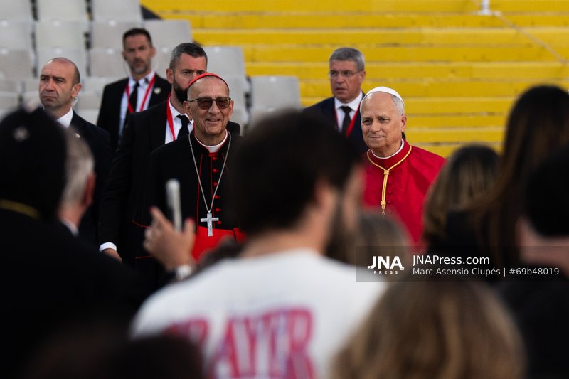 Vigil of Pope Leo XIV at the Estadi Olímpic Lluís Companys de Montjuich, in Barcelona