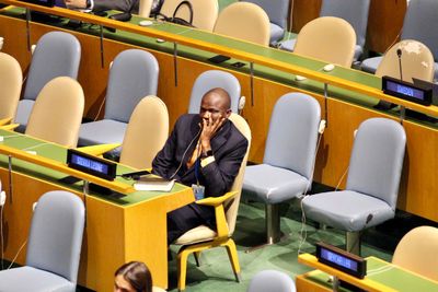 Sierra Leone delegate watches Netanyahu’s UN General Assembly address