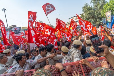 Opposition parties protest Election Commission over vote chori allegations