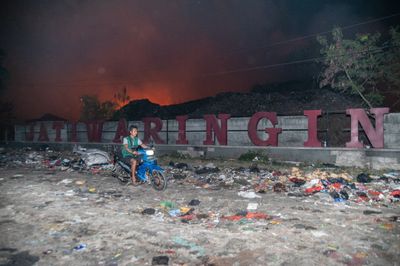 Jatiwaringin Landfill fire in Tangerang, Indonesia