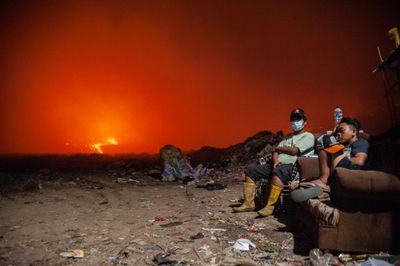 Jatiwaringin Landfill fire in Tangerang, Indonesia