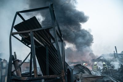 Firefighters battle factory blaze in East Jakarta