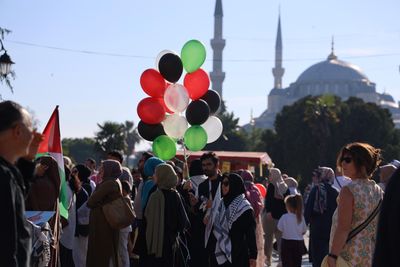 Pro-Palestinian demonstrators march in Istanbul