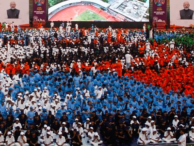 Delhi Students Form Human Rangoli
