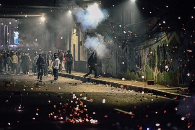 Protesters clash with security forces in Jakarta