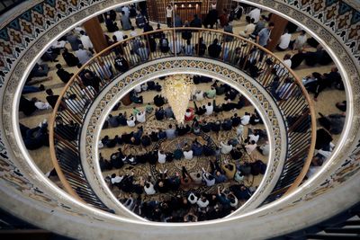 Worshippers Gather for Eid al-Adha Prayers at Al-Hussein Mosque in Hebron