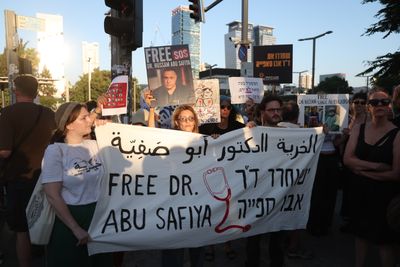Protest in Tel Aviv Calls for Release of Palestinian Doctor Hussam Abu Safiya