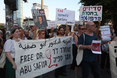 Protest in Tel Aviv Calls for Release of Palestinian Doctor Hussam Abu Safiya