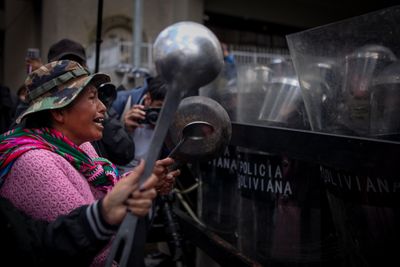 Women March in La Paz During Anti-Government Demonstrations