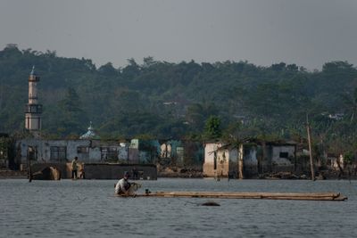 Village Area Re-Emerged in Lebak, Indonesia.
